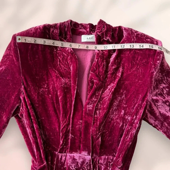 A.L.C. Kiera Velvet Dress Whimsigoth Fuchsia Pink Size 2 - Picture 4 of 13